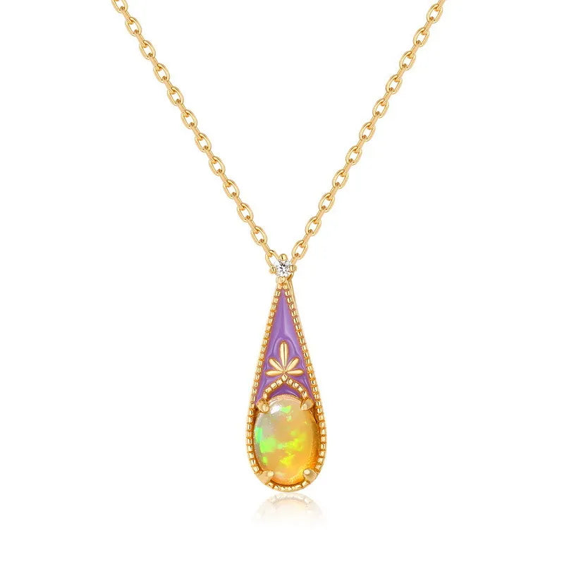 Opal Necklace "Purple Wonder" Gold-Plated Silver