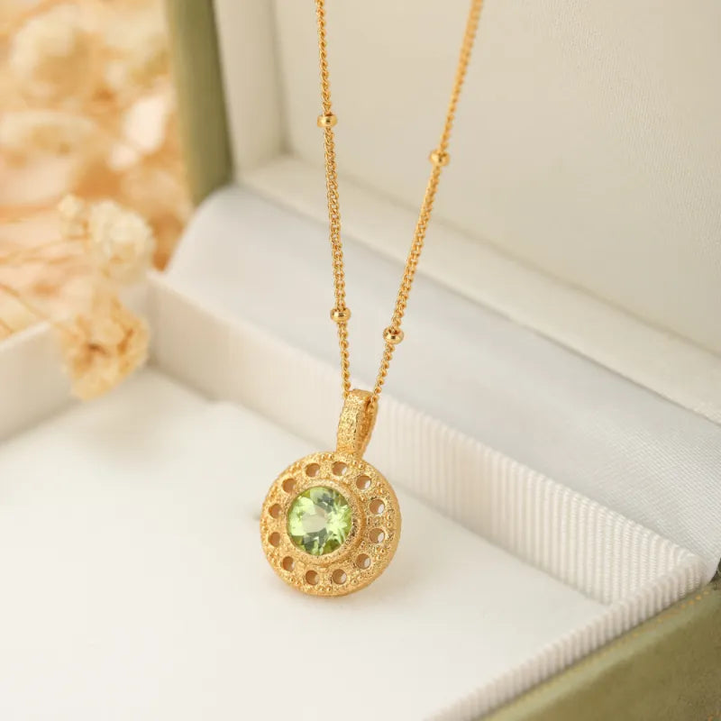 Peridot Necklace "Circle of Prosperity" Gold-Plated Silver