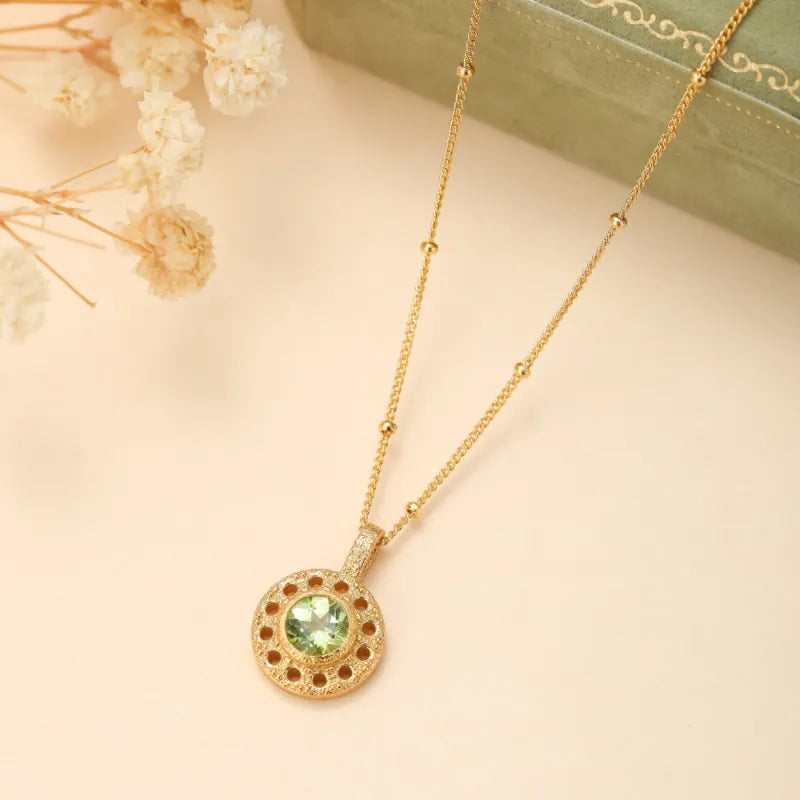 Peridot Necklace "Circle of Prosperity" Gold-Plated Silver