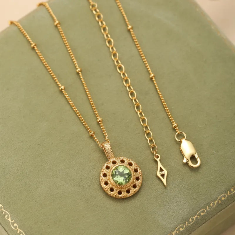 Peridot Necklace "Circle of Prosperity" Gold-Plated Silver