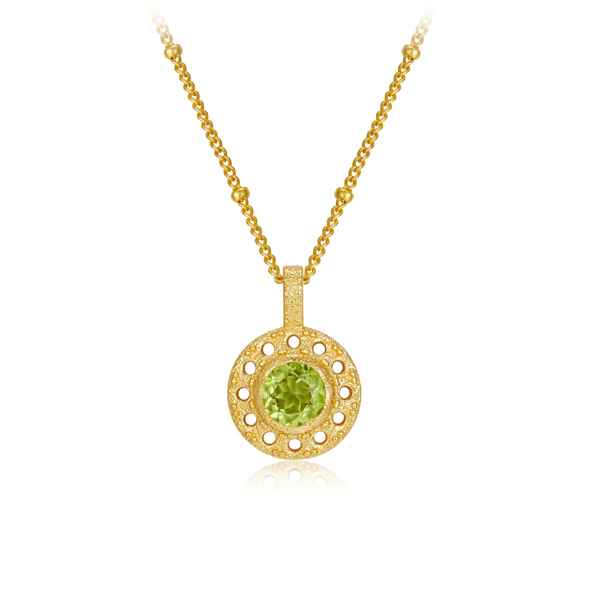 Peridot Necklace "Circle of Prosperity" Gold-Plated Silver