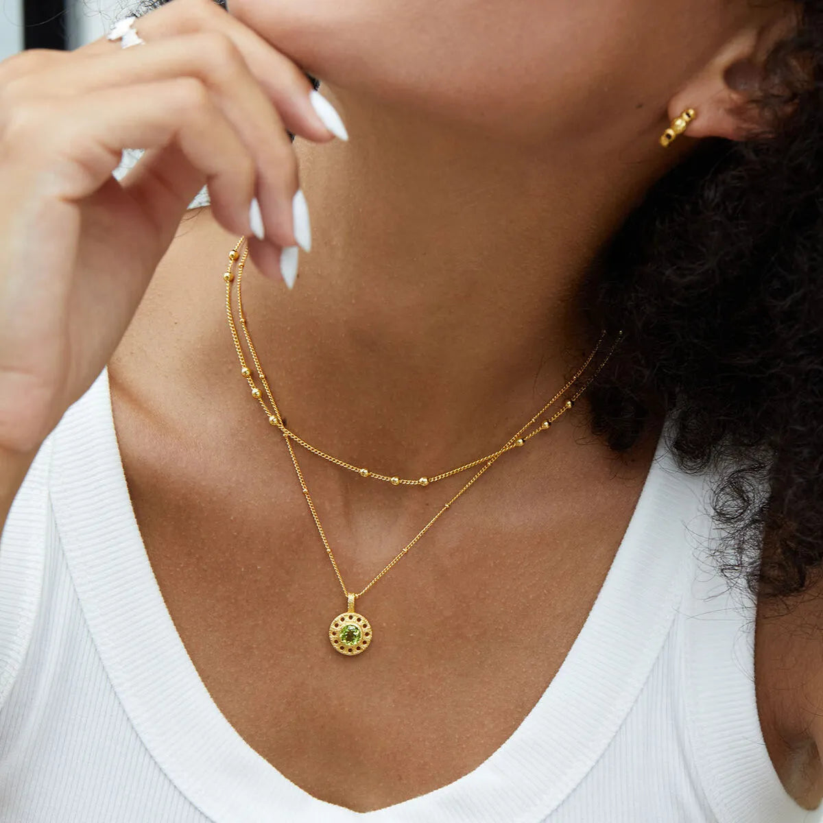 Peridot Necklace "Circle of Prosperity" Gold-Plated Silver