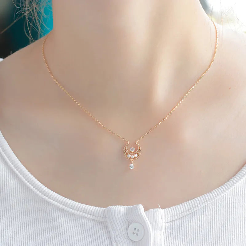 Collier Pierre de Lune " Clair de Lune" Argent Doré Or