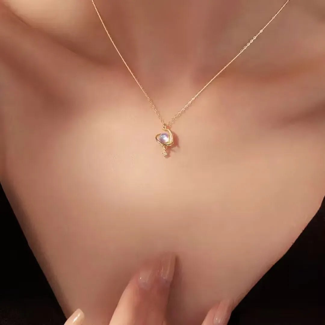 Collier Pierre de Lune "Harmonie Cosmique" Argent