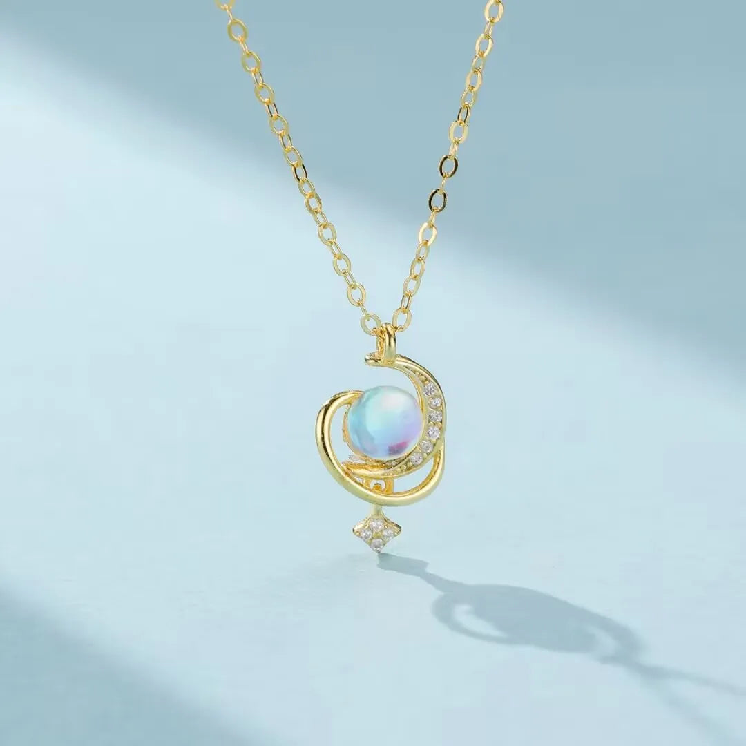 Collier Pierre de Lune "Harmonie Cosmique" Argent