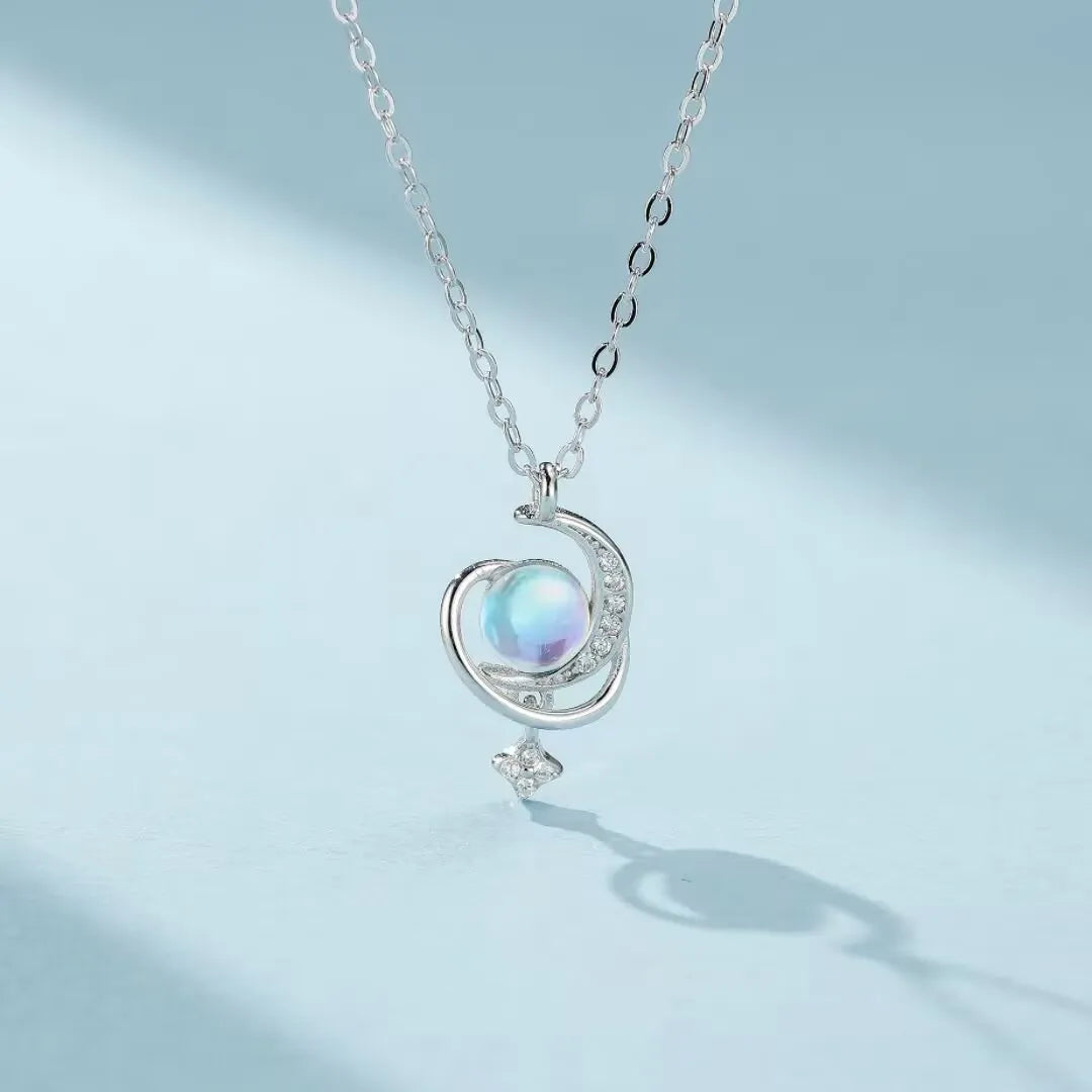Collier Pierre de Lune "Harmonie Cosmique" Argent