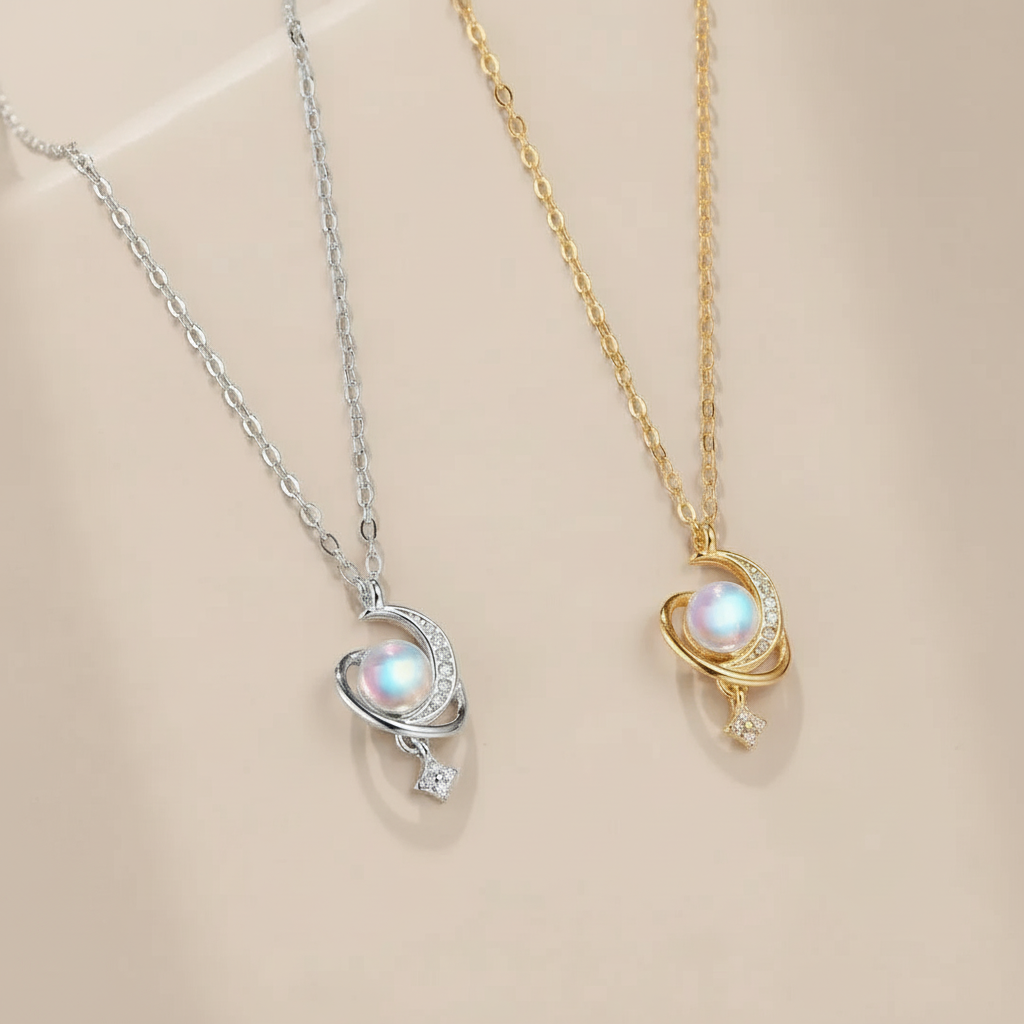 Collier Pierre de Lune "Harmonie Cosmique" Argent