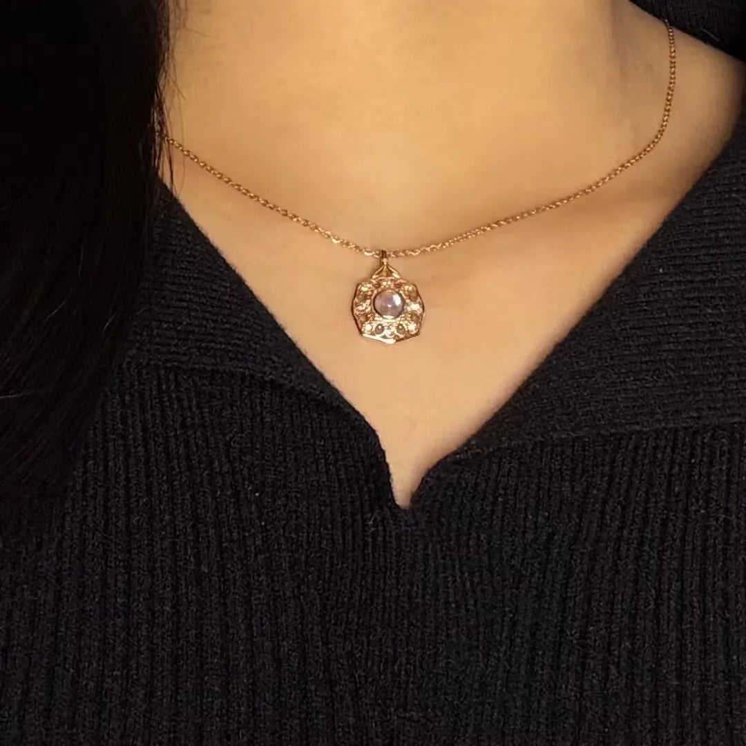 Collier Pierre de Lune "Reflet Enchanteur" Argent Doré Or