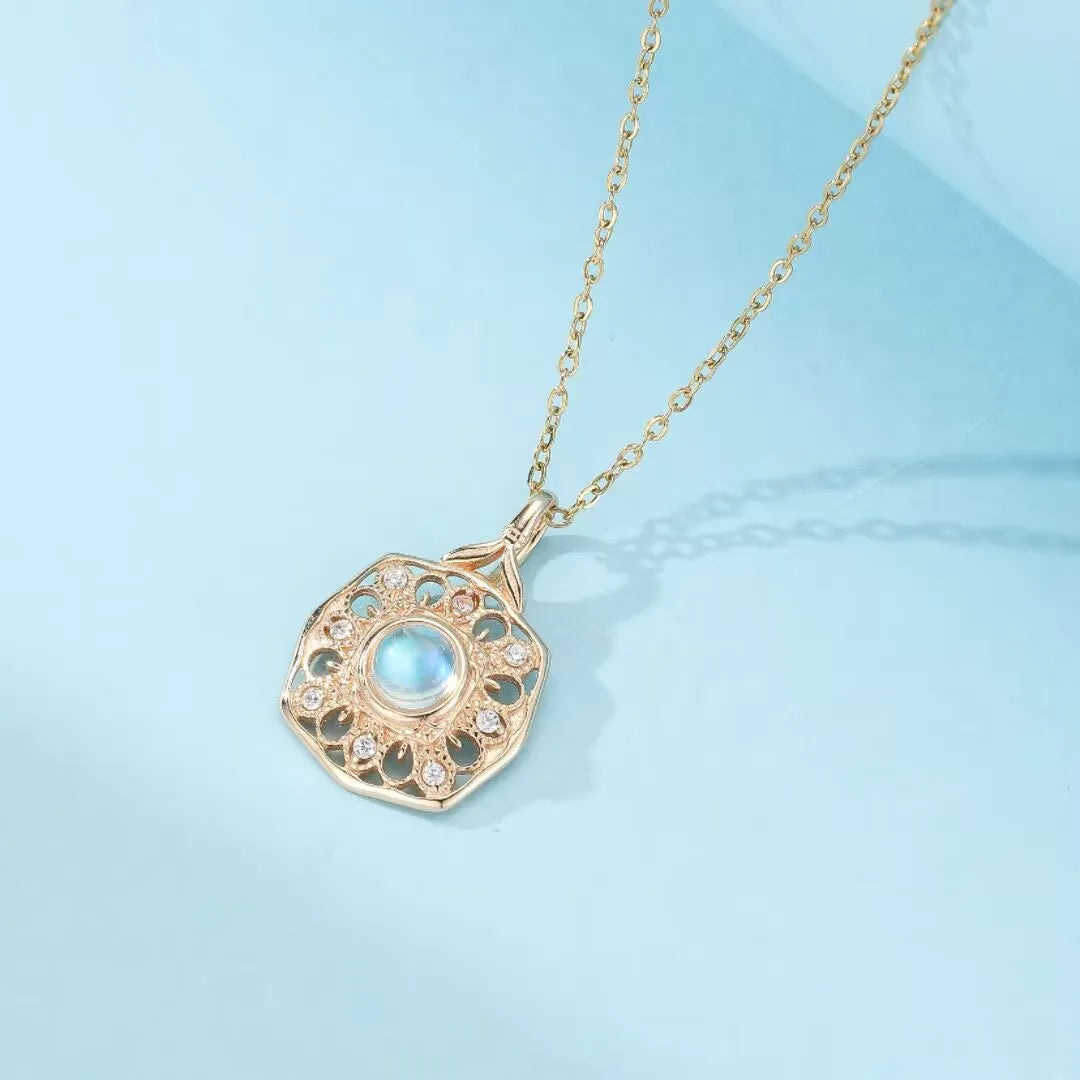 Collier Pierre de Lune "Reflet Enchanteur" Argent Doré Or