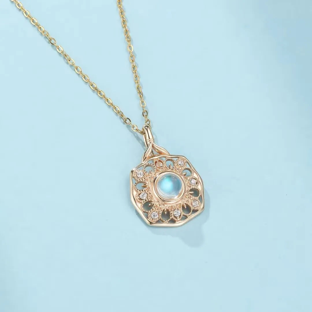 Collier Pierre de Lune "Reflet Enchanteur" Argent Doré Or