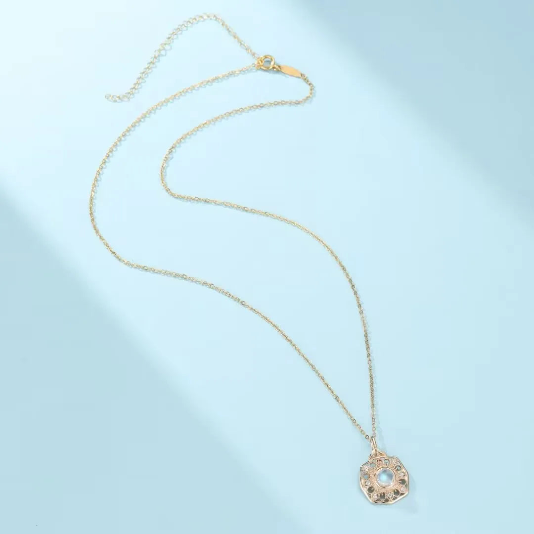 Collier Pierre de Lune "Reflet Enchanteur" Argent Doré Or