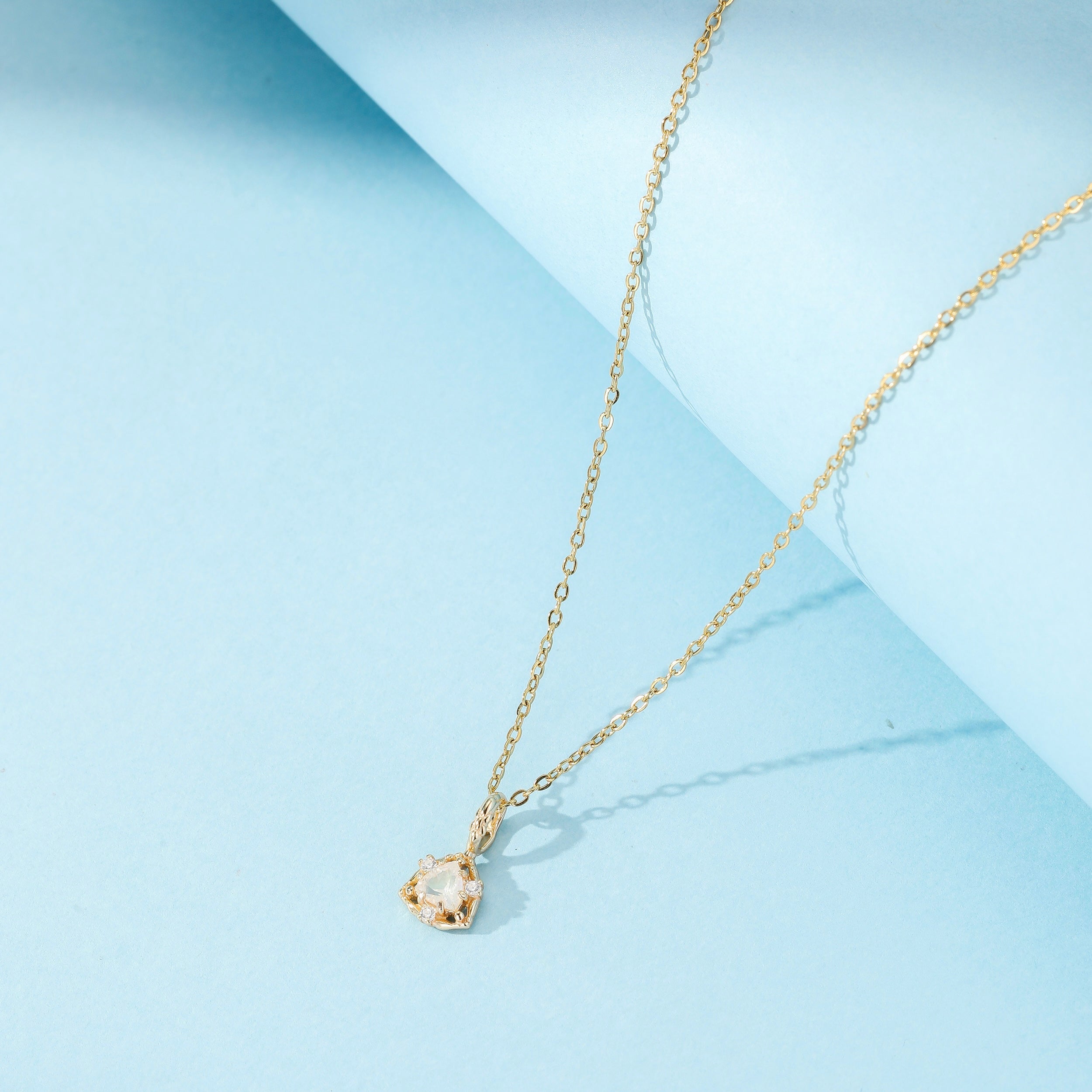 Collier Pierre de Lune "Reine Céleste" Argent Doré Or