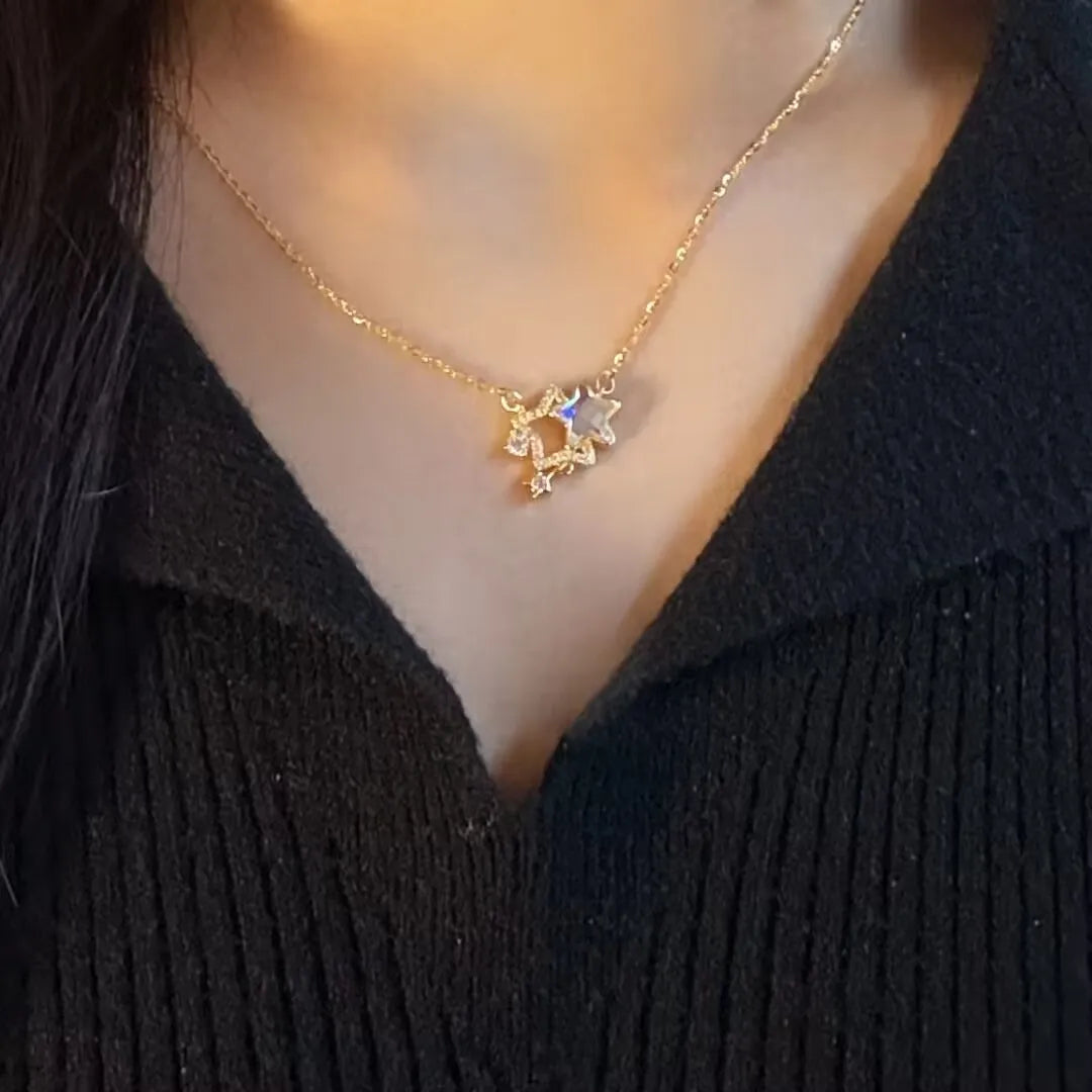 Collier Pierre de Lune "Rêve Étoilé" Argent