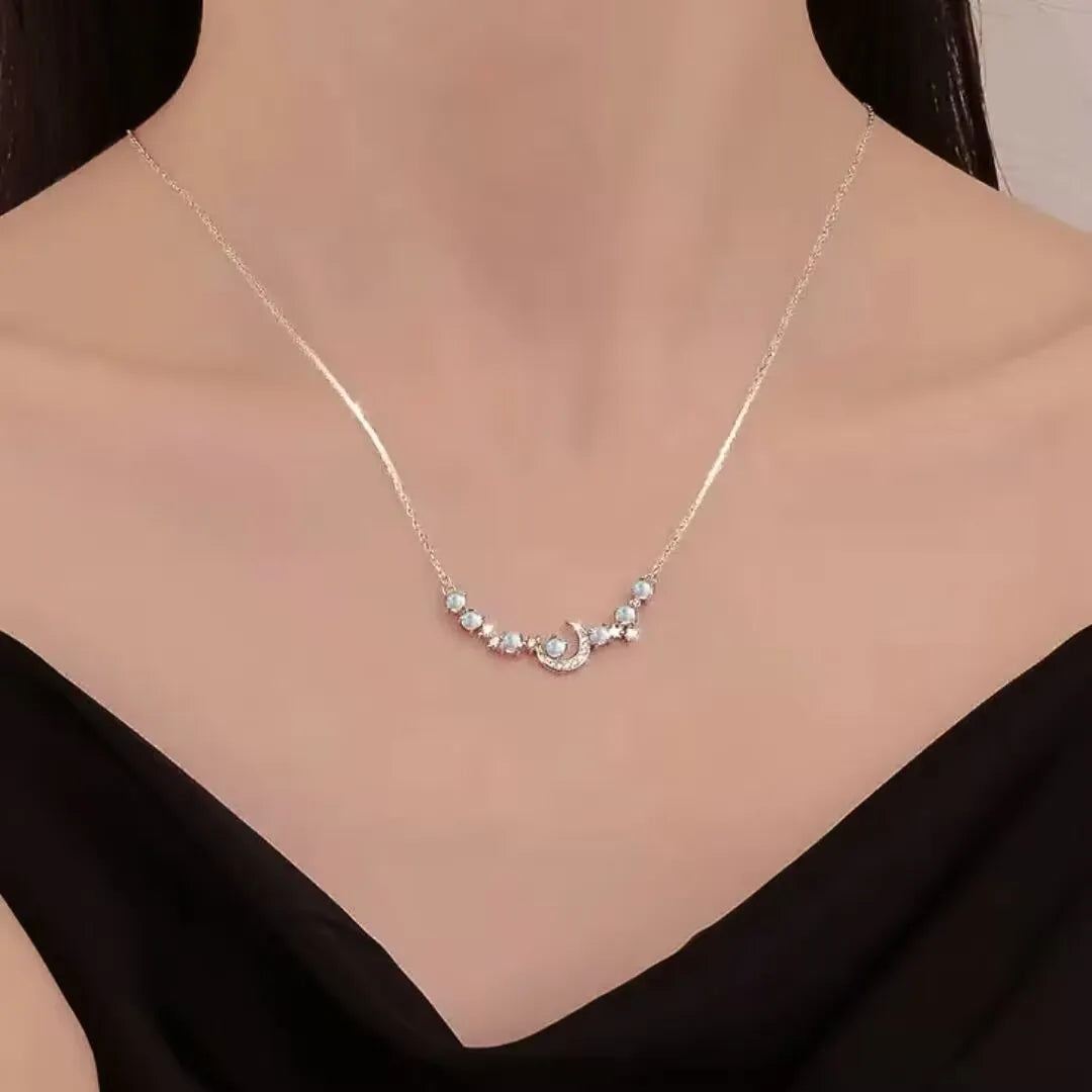 Collier Pierre de Lune "Voyage Nocturne" Argent