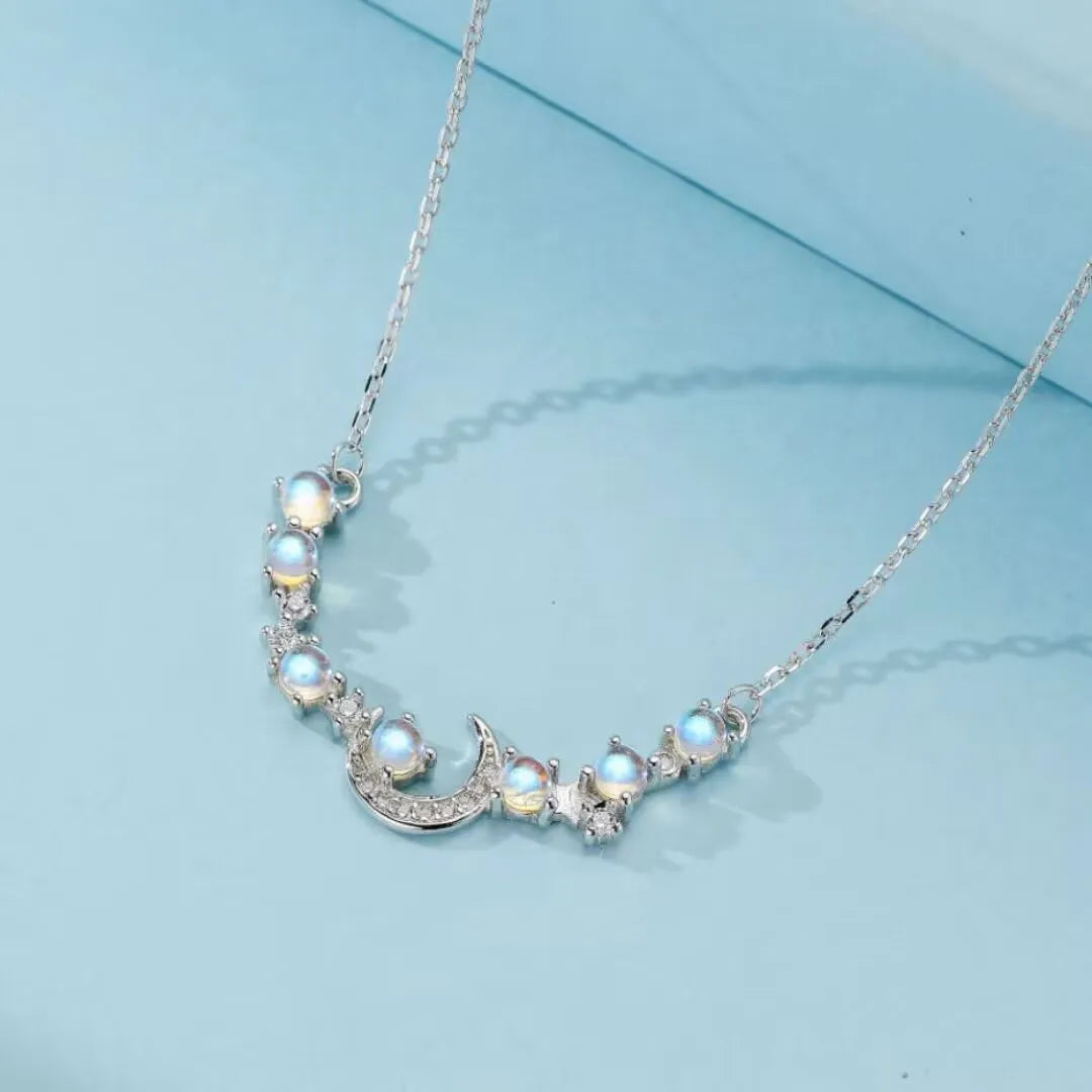 Collier Pierre de Lune "Voyage Nocturne" Argent