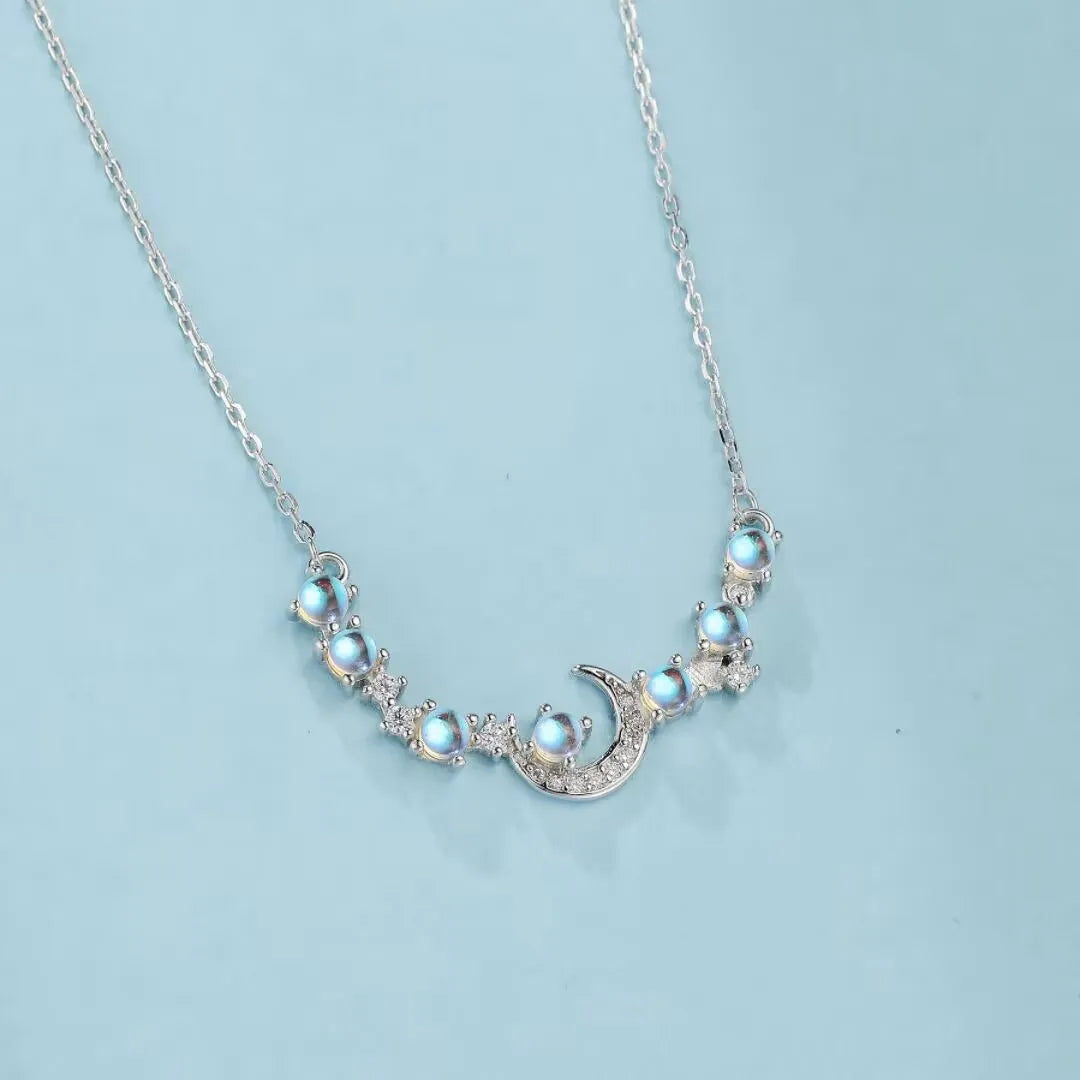 Collier Pierre de Lune "Voyage Nocturne" Argent