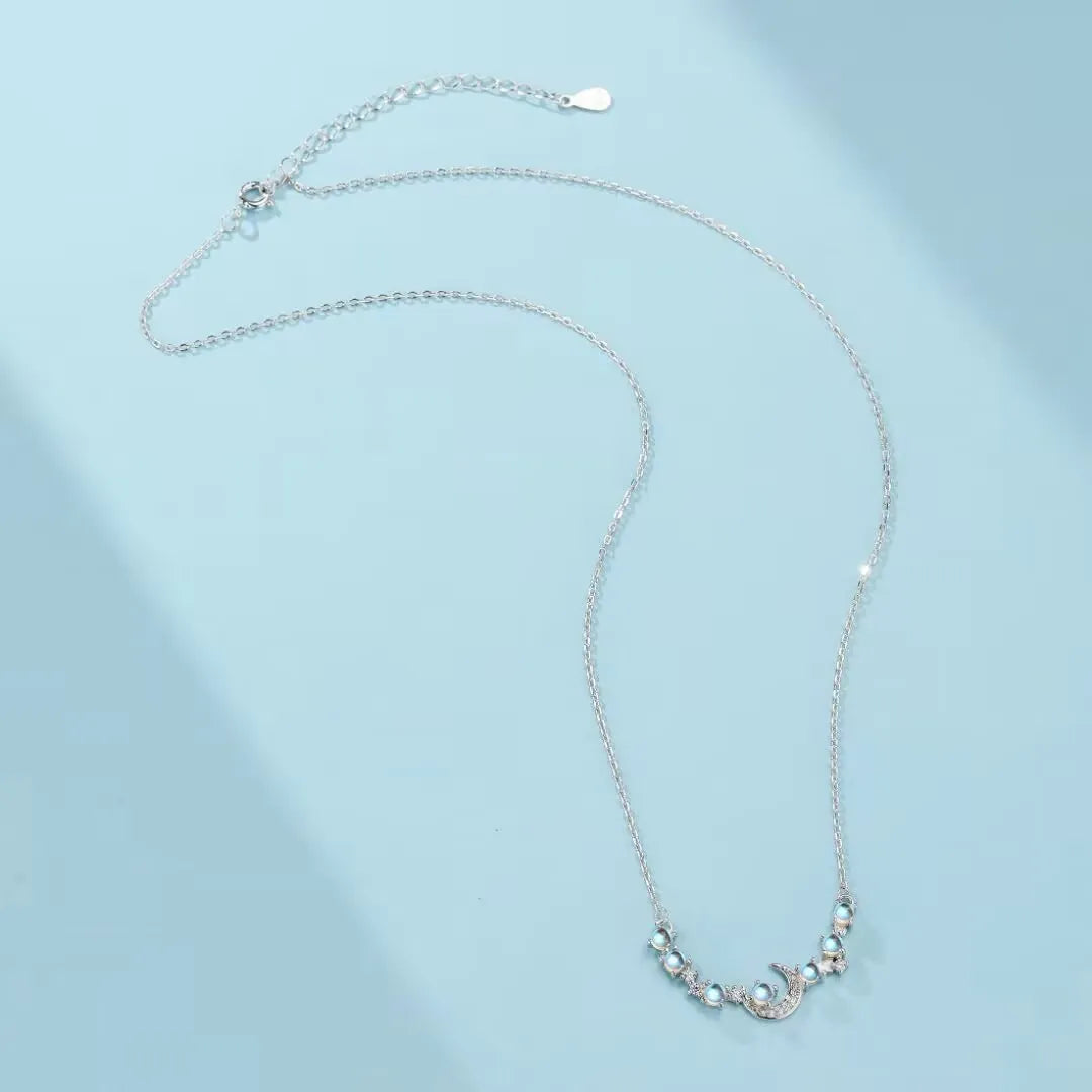 Collier Pierre de Lune "Voyage Nocturne" Argent