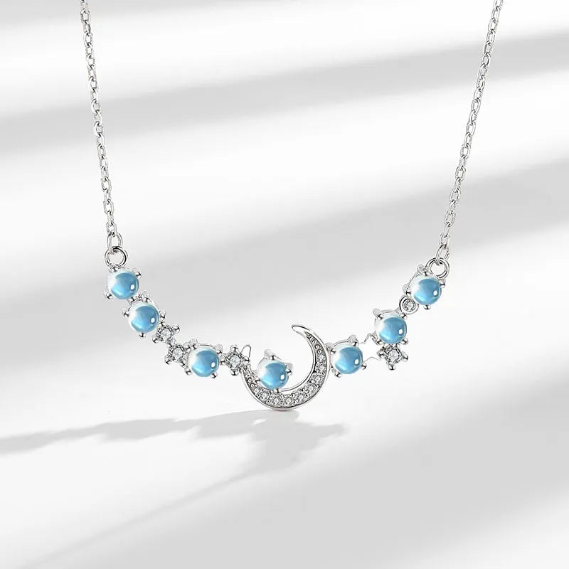 Collier Pierre de Lune "Voyage Nocturne" Argent