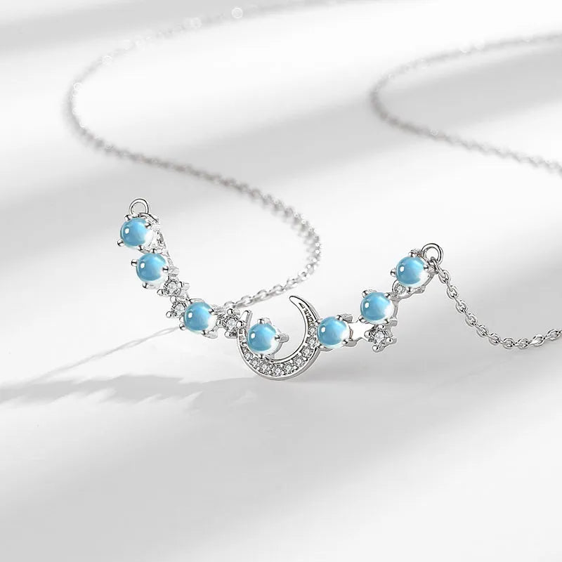 Collier Pierre de Lune "Voyage Nocturne" Argent