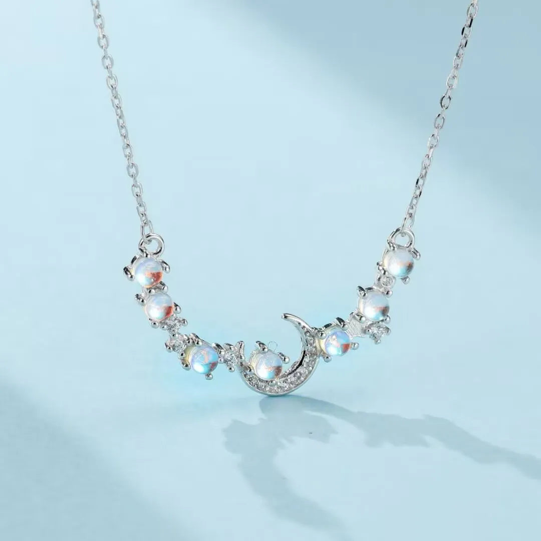Collier Pierre de Lune "Voyage Nocturne" Argent