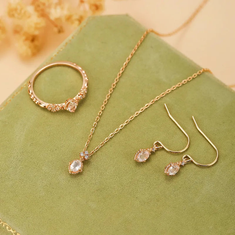 Rose Quartz Earrings "Sweetness" Gold-Plated Silver