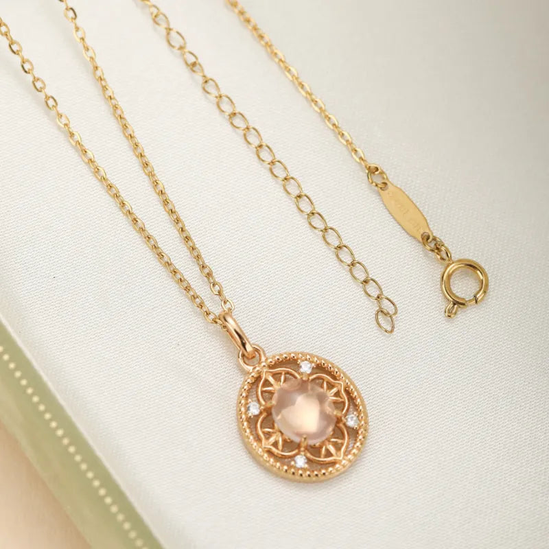 Rose Quartz Necklace "Empire Rose" Gold-Plated Silver