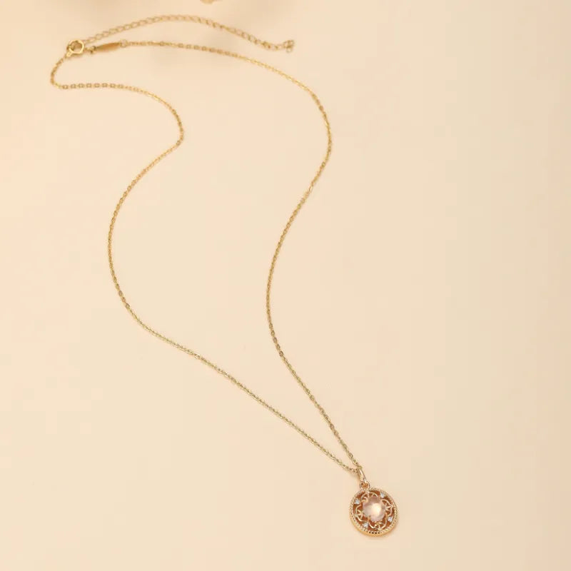 Rose Quartz Necklace "Empire Rose" Gold-Plated Silver