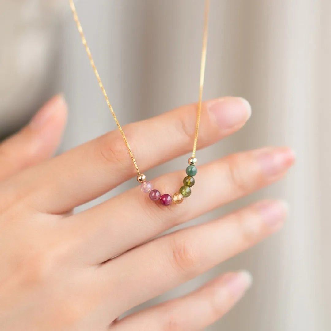 Collier Tourmaline "Arc de Sérénité" Argent Doré Or