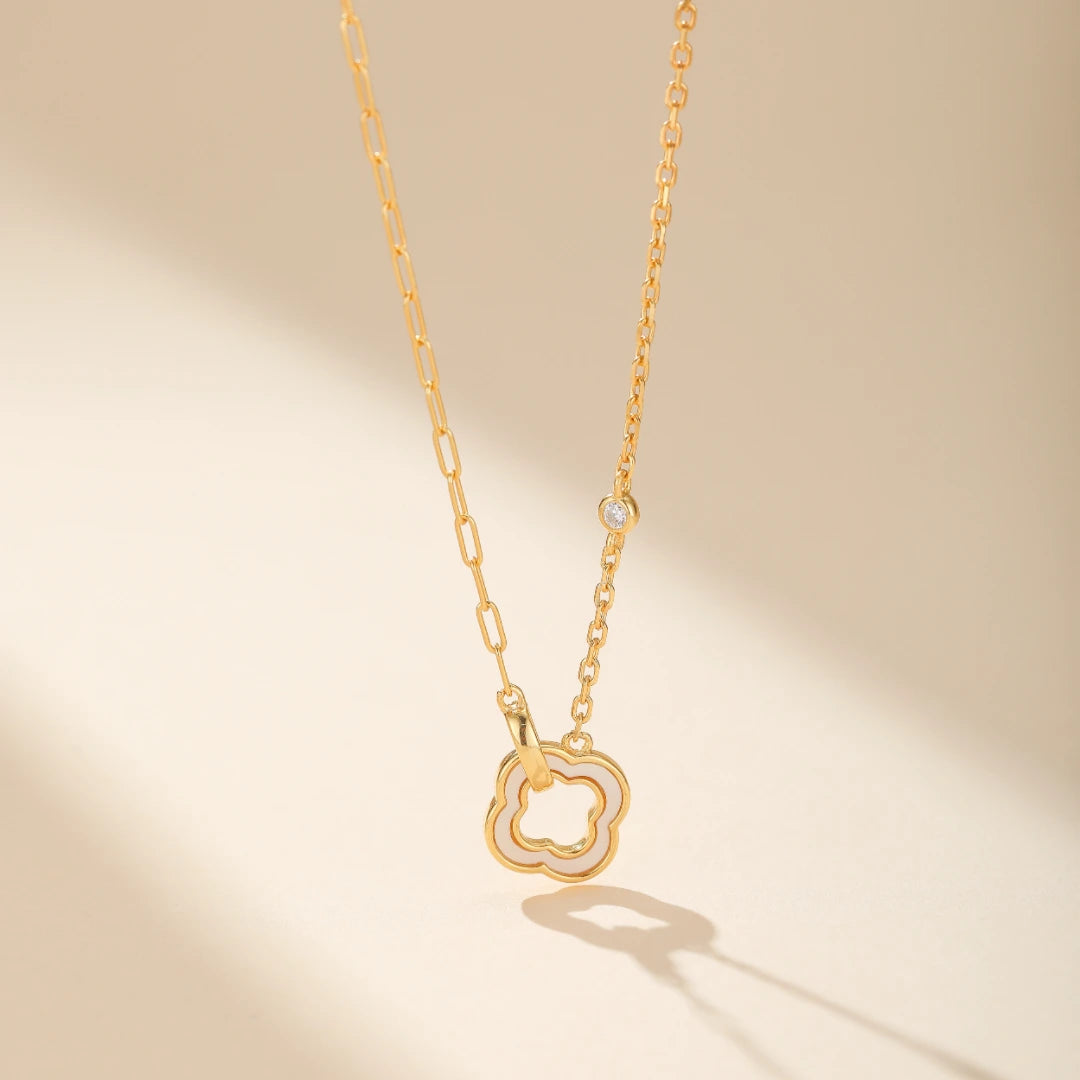 Collier Trèfle "Éclat Précieux" Argent Doré Or