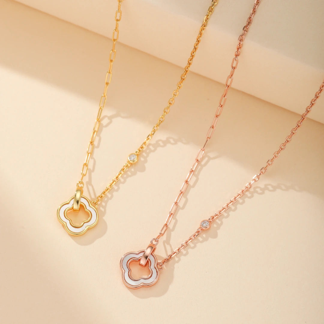 Collier Trèfle "Éclat Précieux" Argent Doré Or