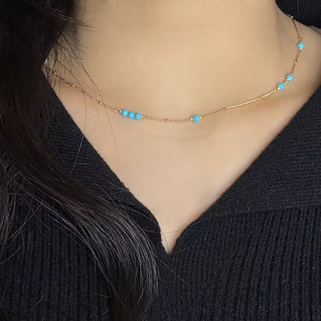 Collier Turquoise “Dunes de Charme” Argent Doré Or