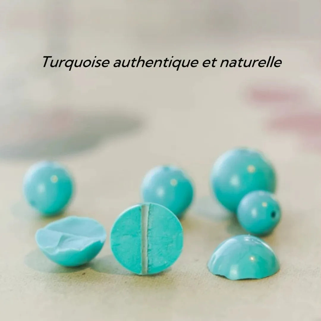 Collier Turquoise "Lune Royale" Argent Doré Or