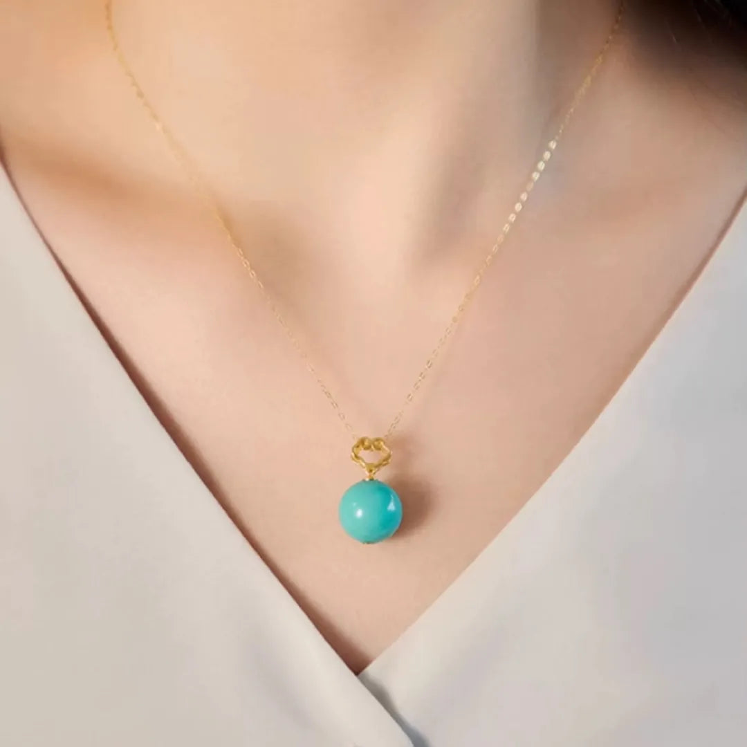 Collier Turquoise "Lune Royale" Argent Doré Or
