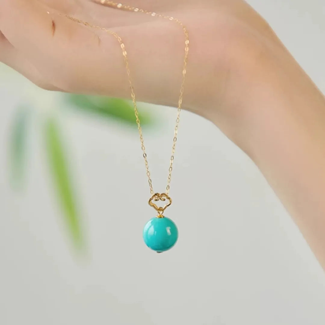 Turquoise Necklace "Royal Moon" Gold-Plated Silver