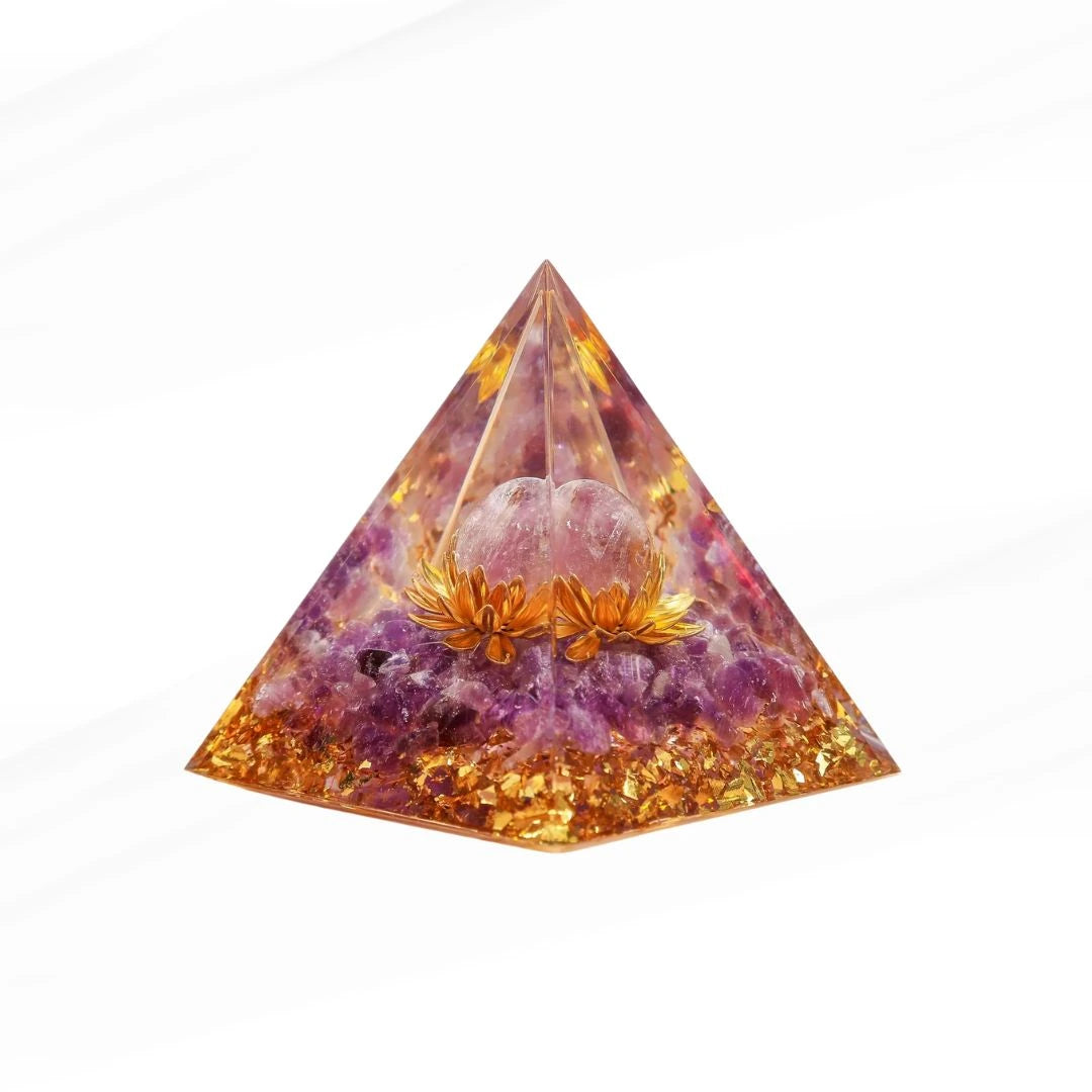 Renaissance - Pyramide Orgonite Lotus en Améthyste