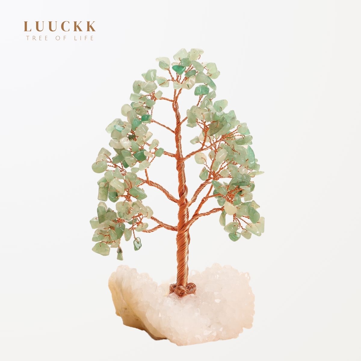 Sublime - Arbre de Vie en Forme de Sapin en Aventurine et Quartz Clair