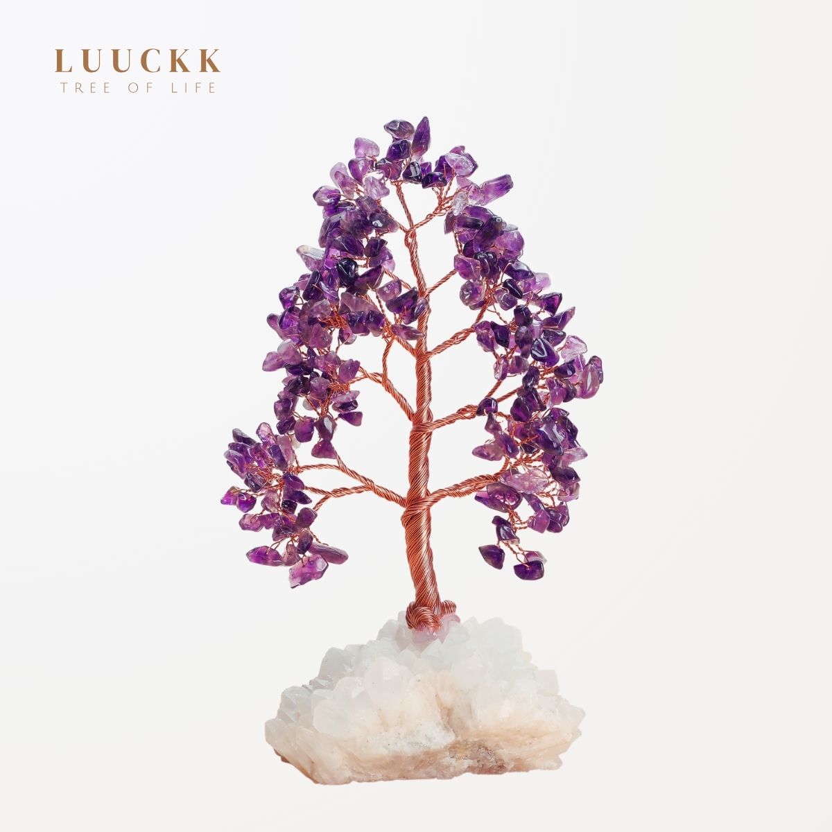 Sublime - Arbre de Vie en Forme de Sapin en Améthyste et Quartz Clair