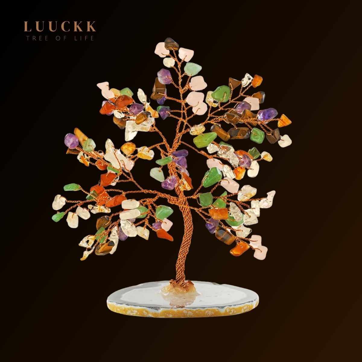 Ascension - Tree of Life 7 Chakras Mixed and Agate Base