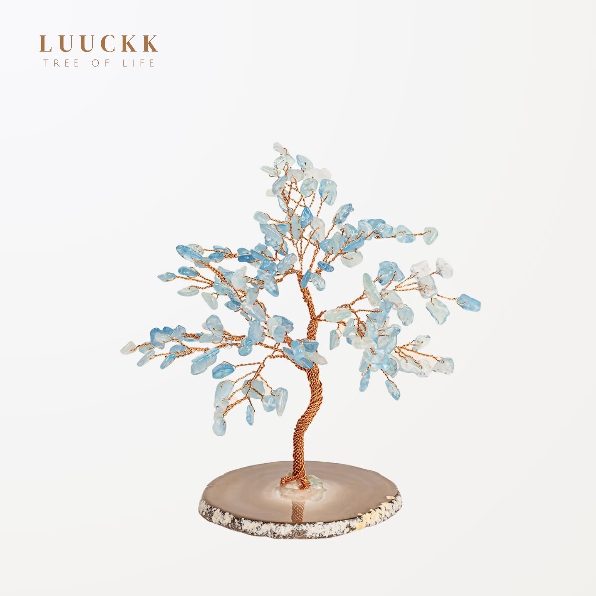Ascension - Tree of Life Aquamarine and Agate base