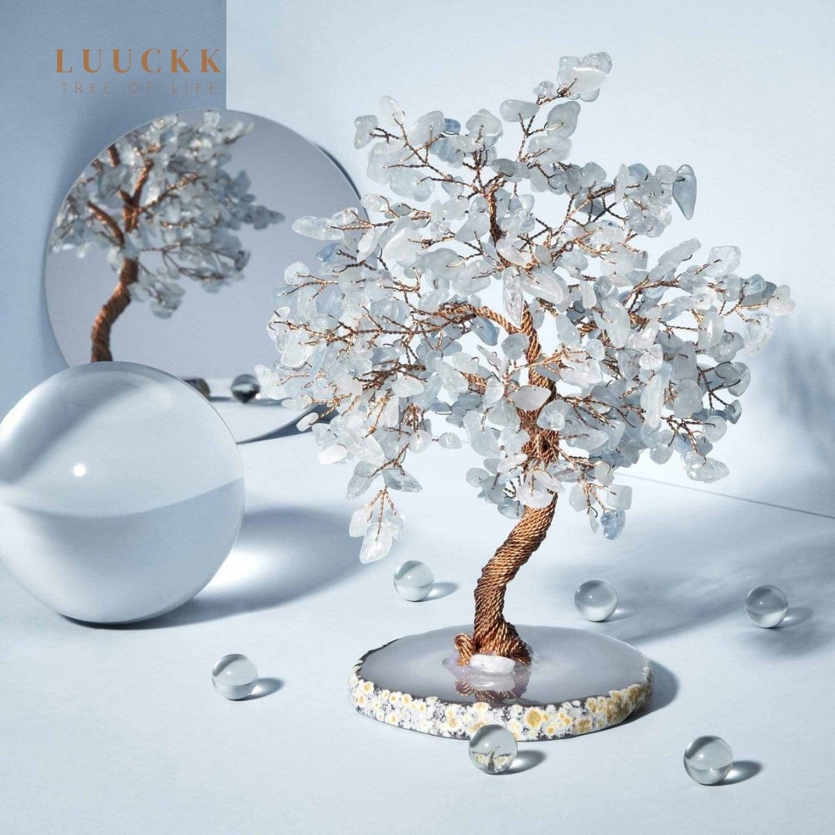 Ascension - Tree of Life Aquamarine and Agate base