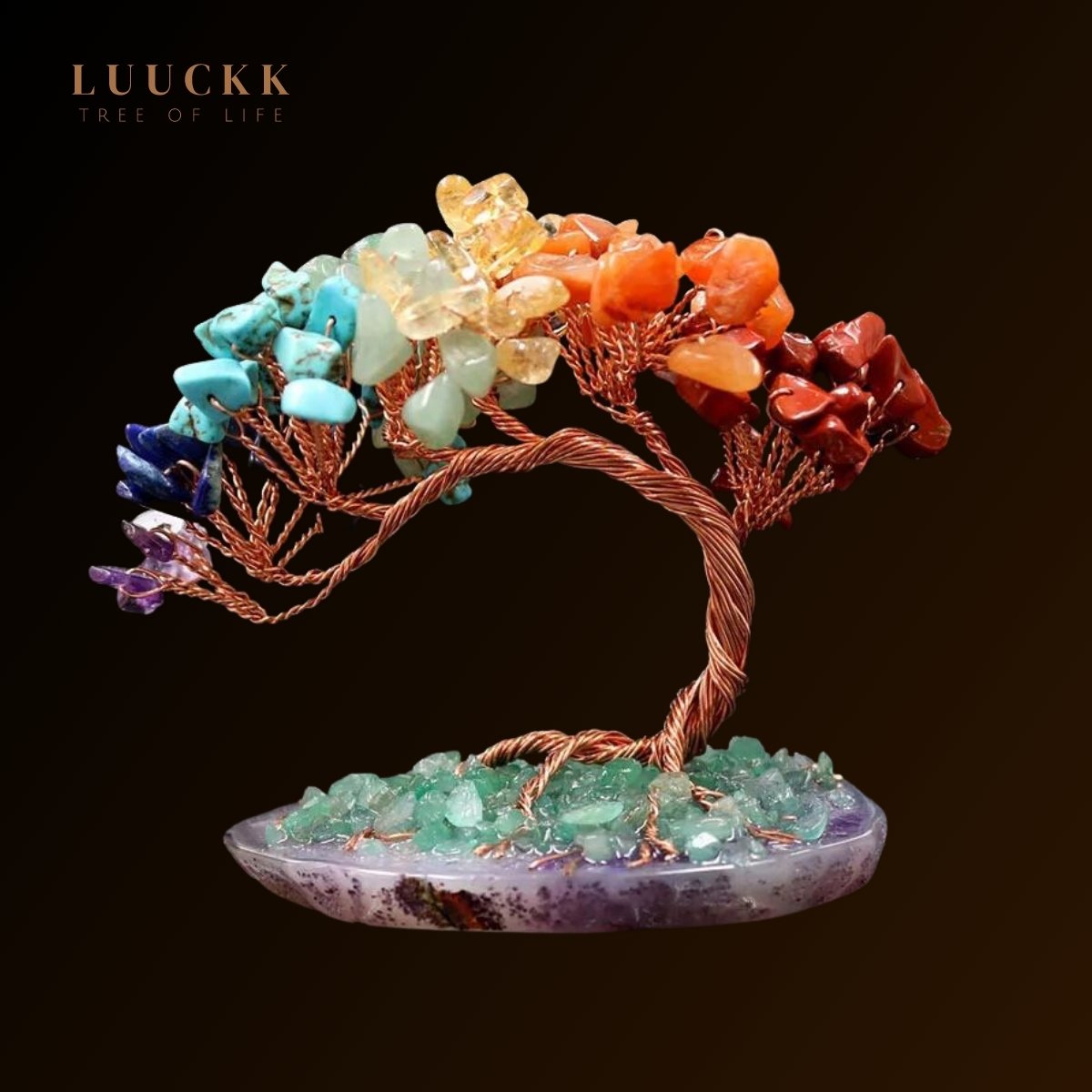 Ascension - Tree of Life 7 Chakras and Agate Base
