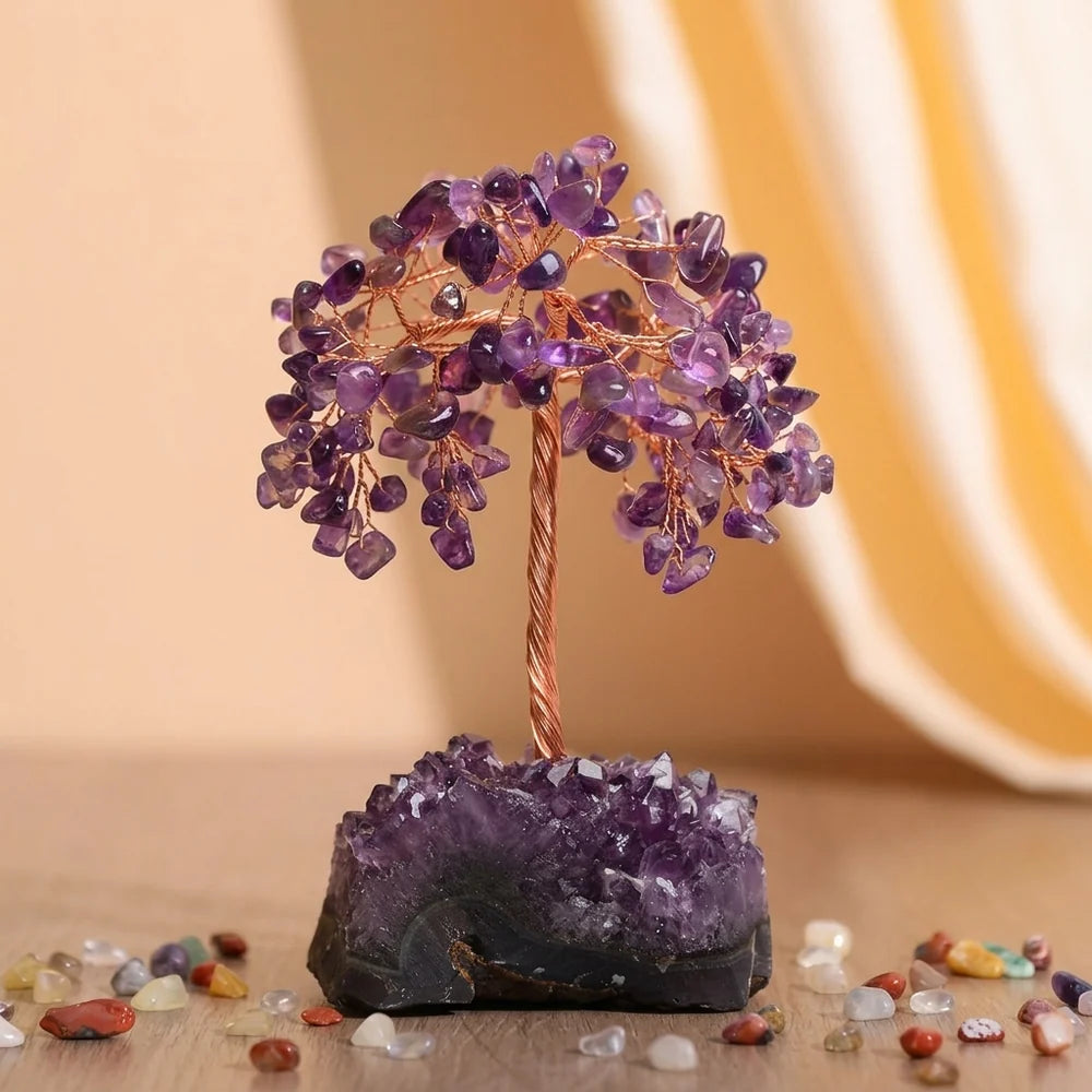 Symphonie Lumineuse - Arbre de Vie en Pierres Naturelles Base Améthyste
