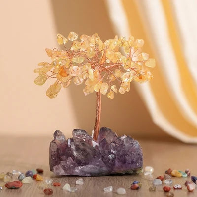 Symphonie Lumineuse - Arbre de Vie en Pierres Naturelles Base Améthyste