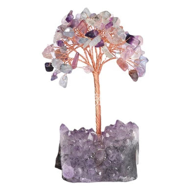 Symphonie Lumineuse - Arbre de Vie en Pierres Naturelles Base Améthyste