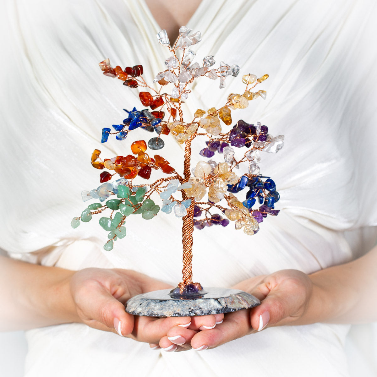 Ascension - Tree of Life 7 Chakras and Agate Base
