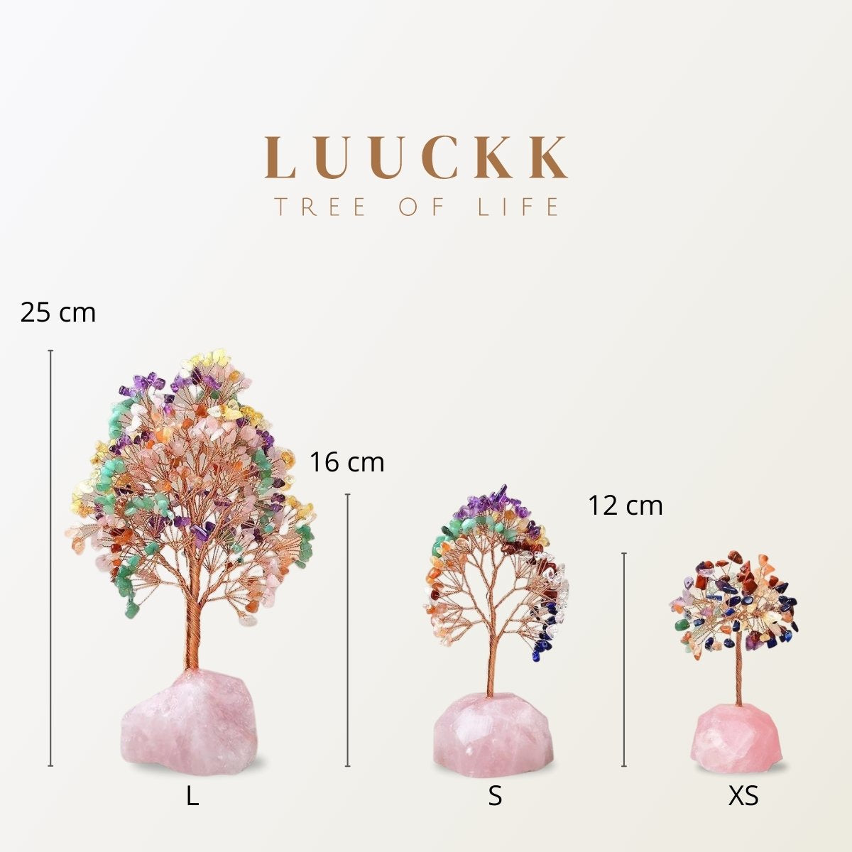 Joie de Vivre - Tree of Life in 7 Chakra Stones and Rose Quartz