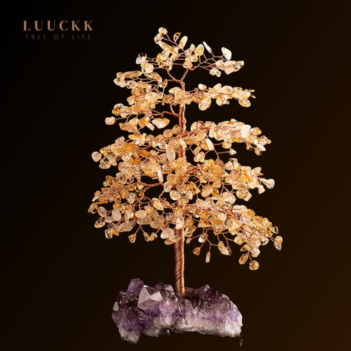 Symbiose - Tree of Life in Citrine with Amethyst Geode