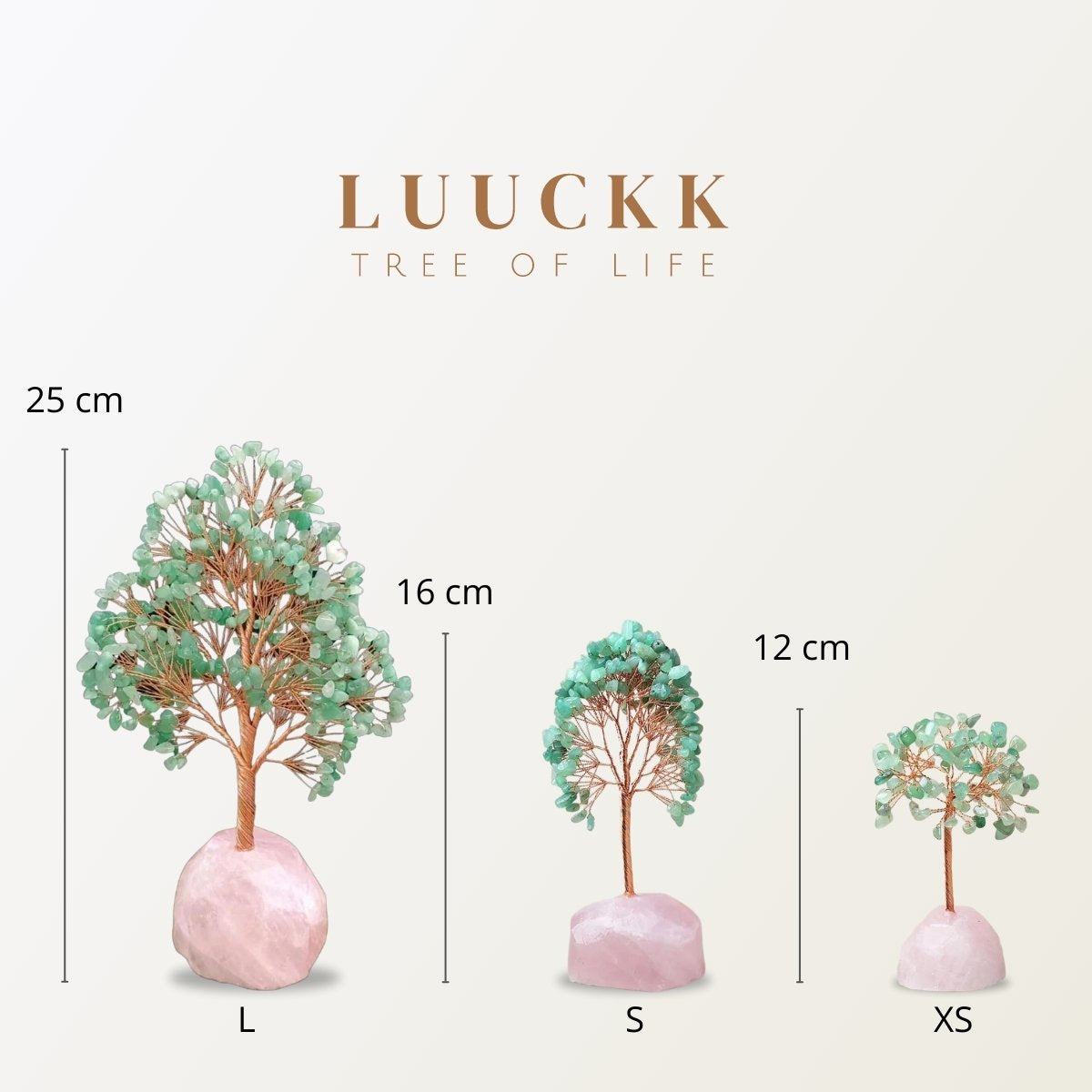 Joie de Vivre - Tree of Life in Aquamarine and Base in Rose Quartz