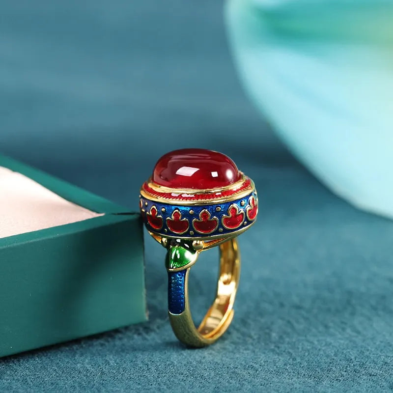 Carnelian Ring – Splendor, Gold Plated Silver