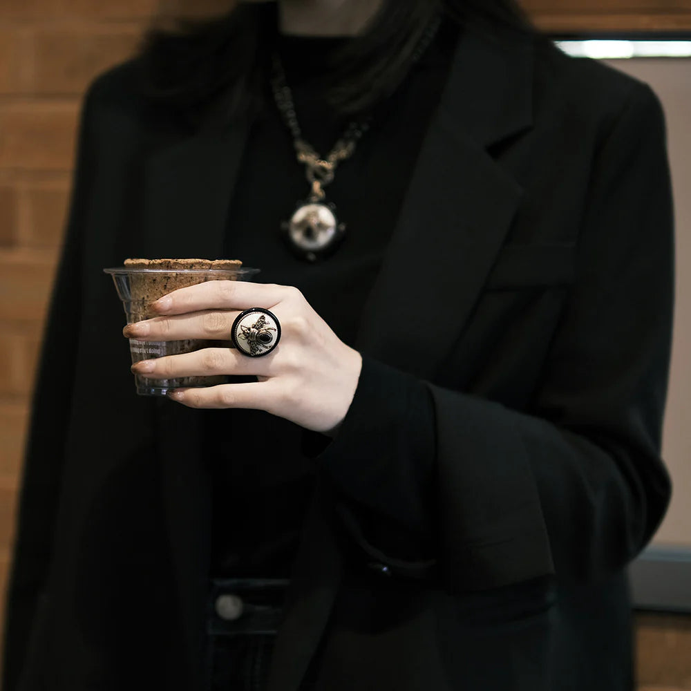 Bague Agate Noire "Reine Noire"